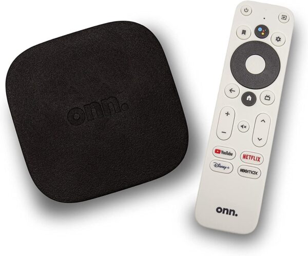 ONN Android TV 4K UHD Streaming Device with Voice Remote Control Google Assistant & High Speed HDMI Cable