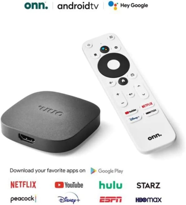 ONN Android TV 4K UHD Streaming Device with Voice Remote Control Google Assistant & High Speed HDMI Cable - Image 3