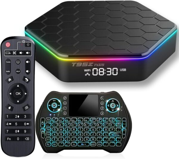 T95Z Plus Android TV Box H618 Chip Support Dual-WiFi 2.4G/5G Android Box 3D HDR10+ Bluetooth 5.0 USB with Mini Wireless Keyboard